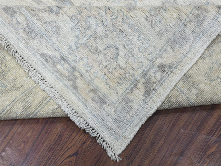 8'1" x 9'7" New Hand Knotted Ivory Wool Rectangle Oriental Rug - MOA10269259