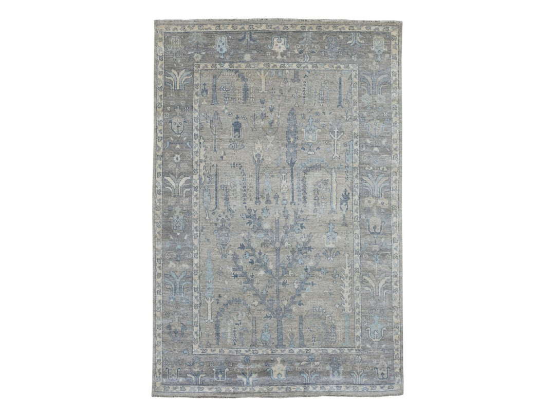 6'0" x 9'2" New Hand Knotted Grey Wool Rectangle Oriental Rug - MOA10269266