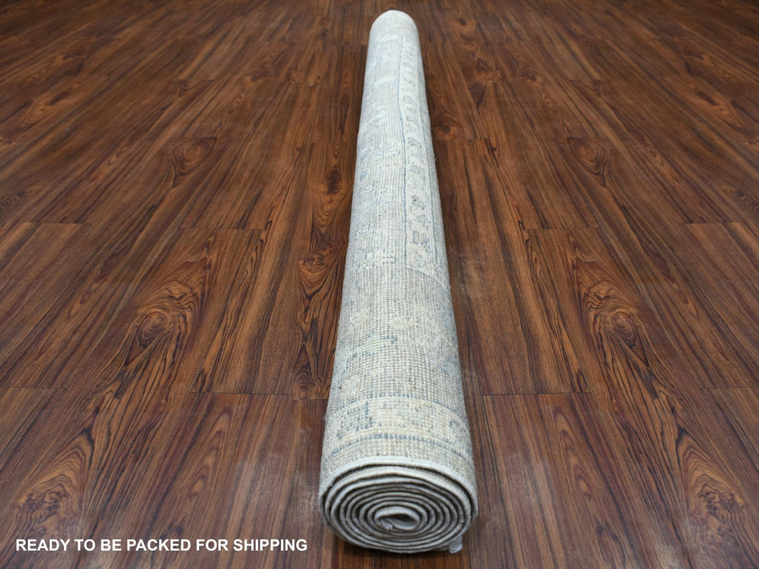 6'0" x 9'2" New Hand Knotted Grey Wool Rectangle Oriental Rug - MOA10269266