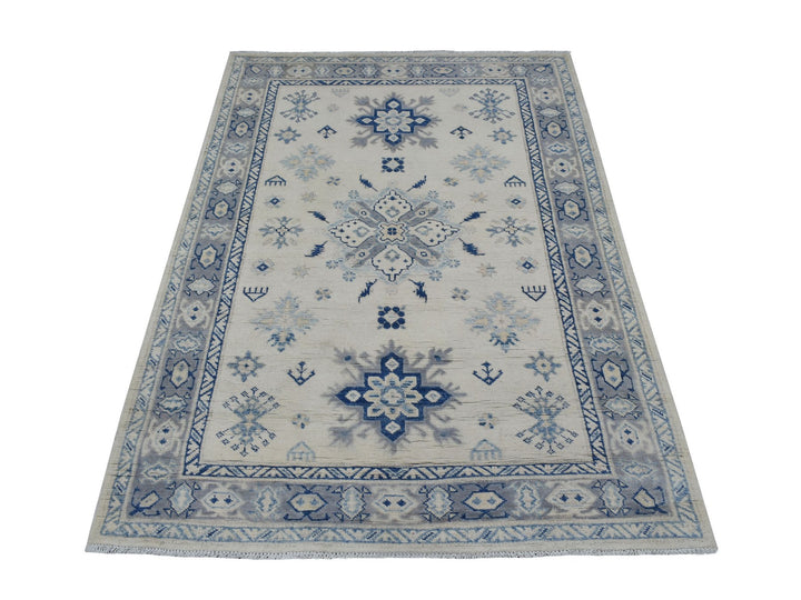 3'9" x 5'9" New Hand Knotted Ivory Wool Rectangle Oriental Rug - MOA10269302
