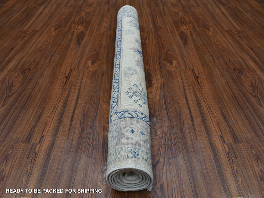 3'9" x 5'9" New Hand Knotted Ivory Wool Rectangle Oriental Rug - MOA10269302
