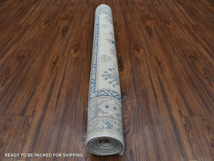 3'9" x 5'9" New Hand Knotted Ivory Wool Rectangle Oriental Rug - MOA10269302