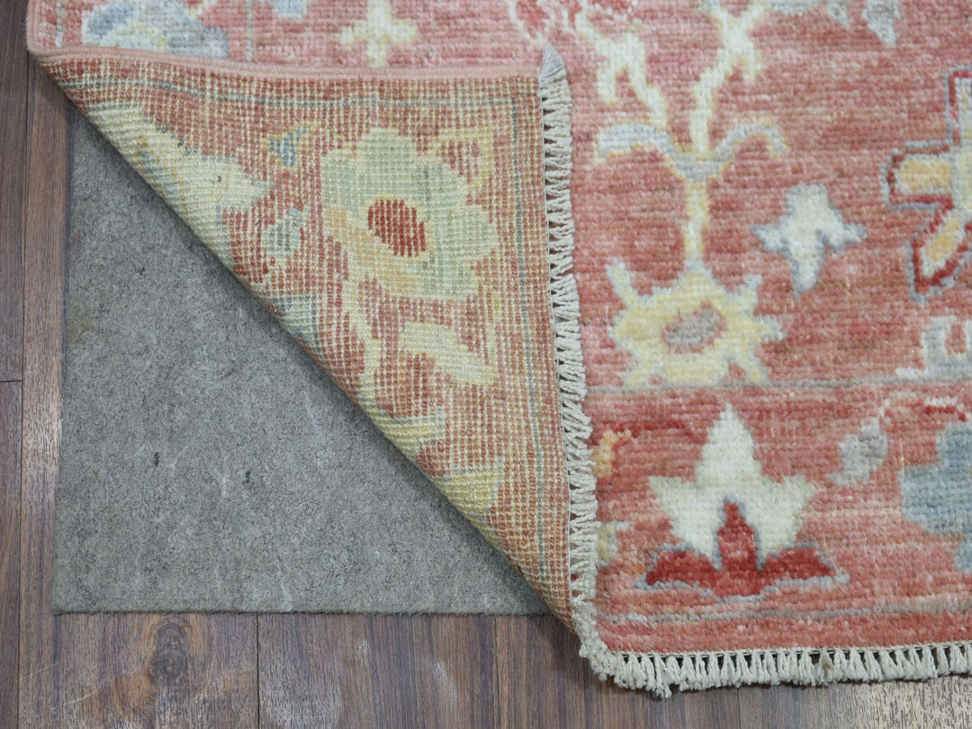 3'0" x 19'9" New Hand Knotted Pink Wool Runner Oriental Rug - MOA10269321