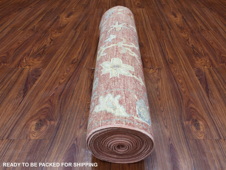 3'0" x 19'9" New Hand Knotted Pink Wool Runner Oriental Rug - MOA10269321
