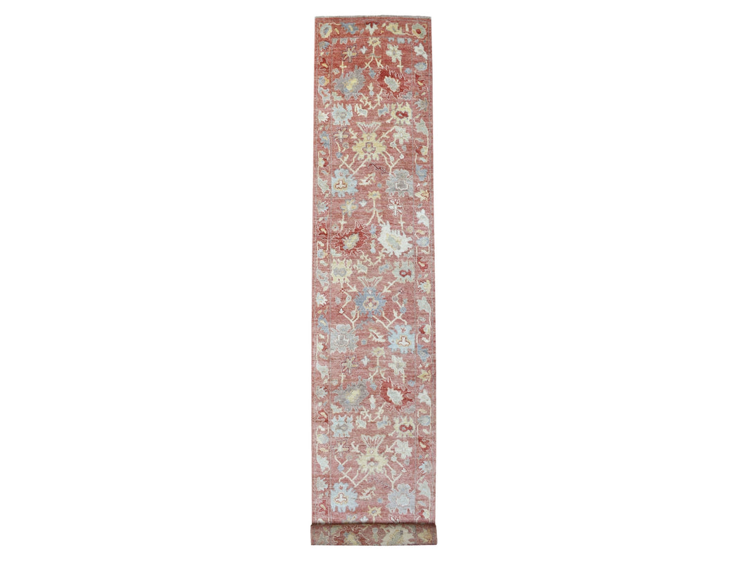 3'1" x 19'8" New Hand Knotted Pink Wool Runner Oriental Rug - MOA10269337
