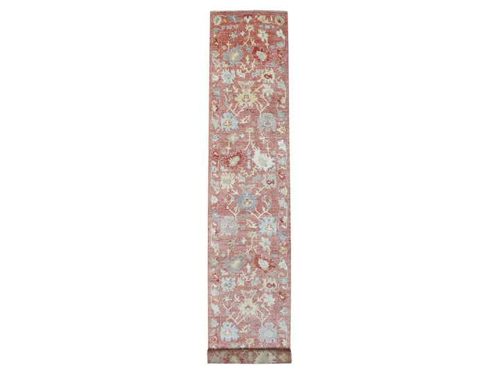 3'1" x 19'8" New Hand Knotted Pink Wool Runner Oriental Rug - MOA10269337