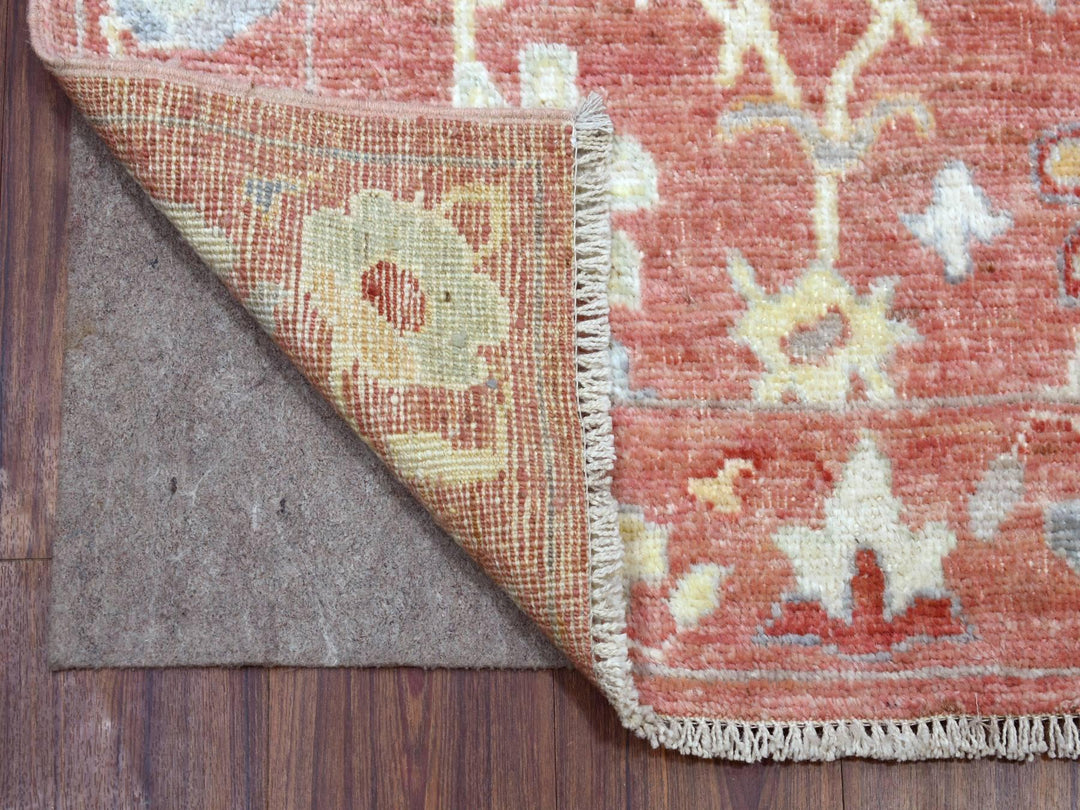 3'1" x 19'8" New Hand Knotted Pink Wool Runner Oriental Rug - MOA10269337