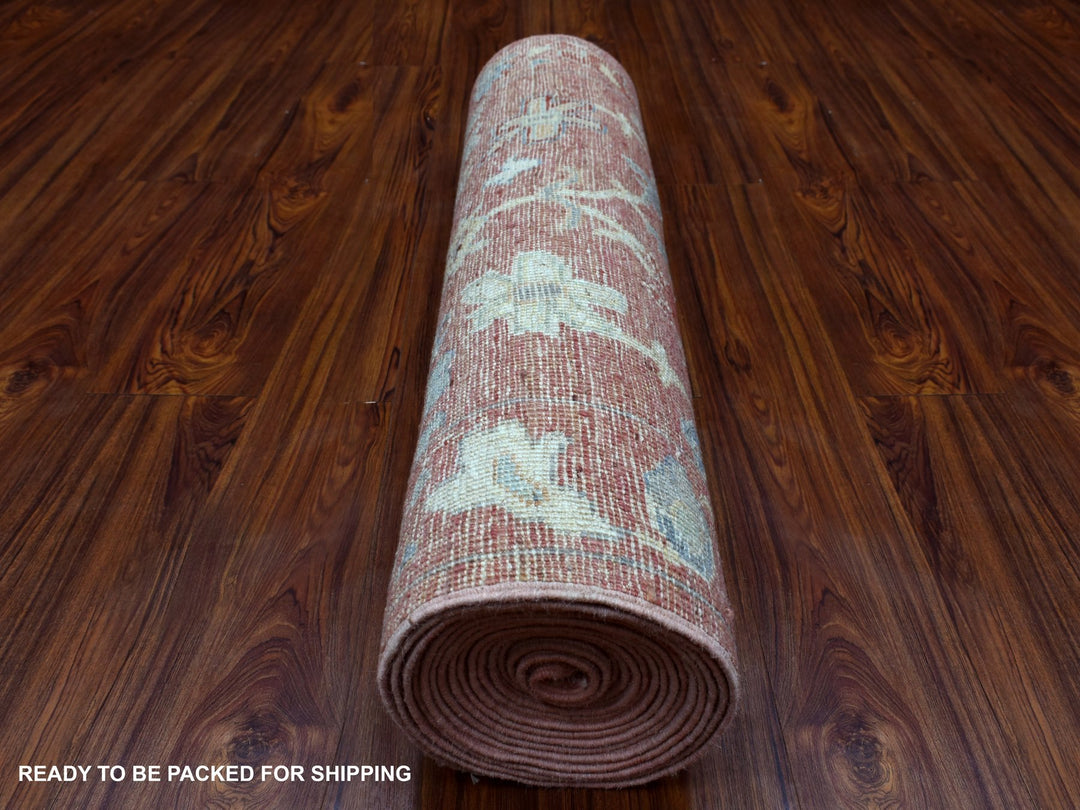 3'1" x 19'8" New Hand Knotted Pink Wool Runner Oriental Rug - MOA10269337