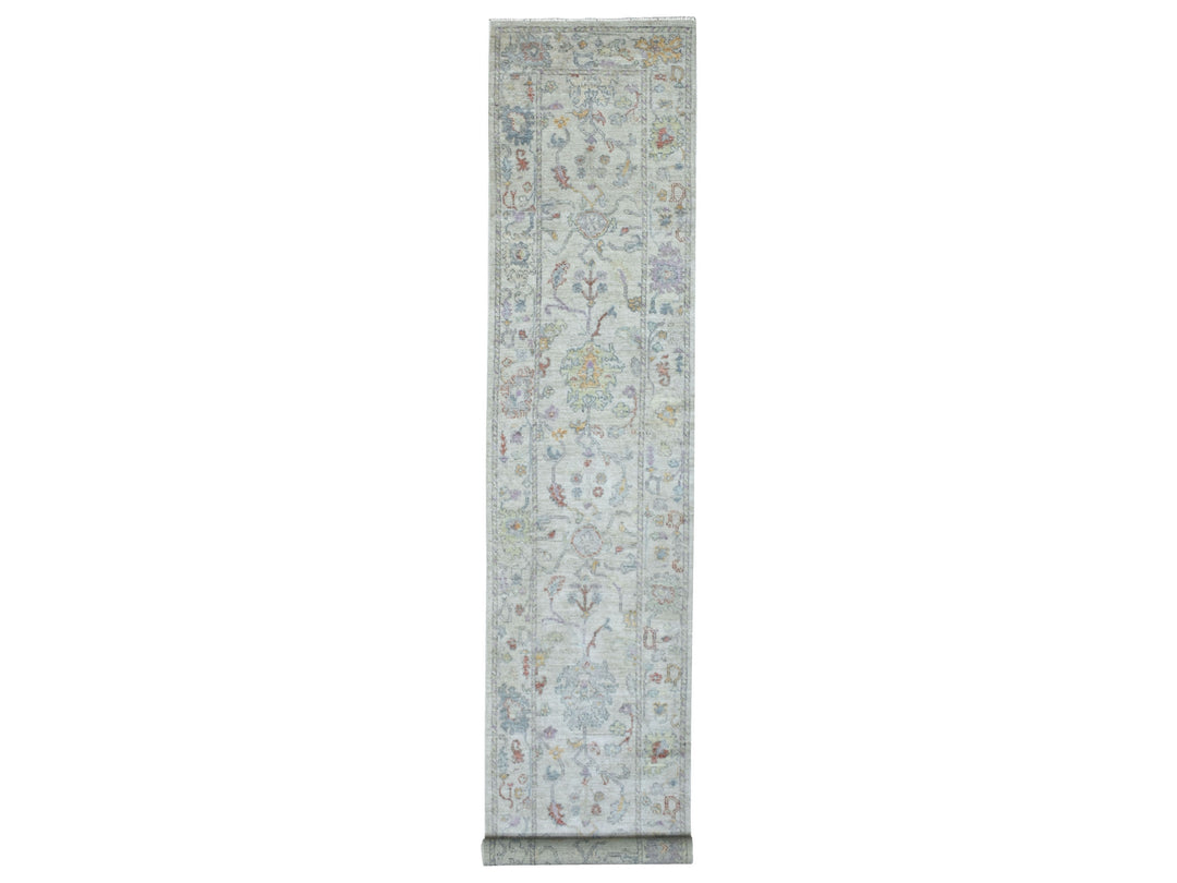 3'0" x 15'10" New Hand Knotted Grey Wool Runner Oriental Rug - MOA10269379
