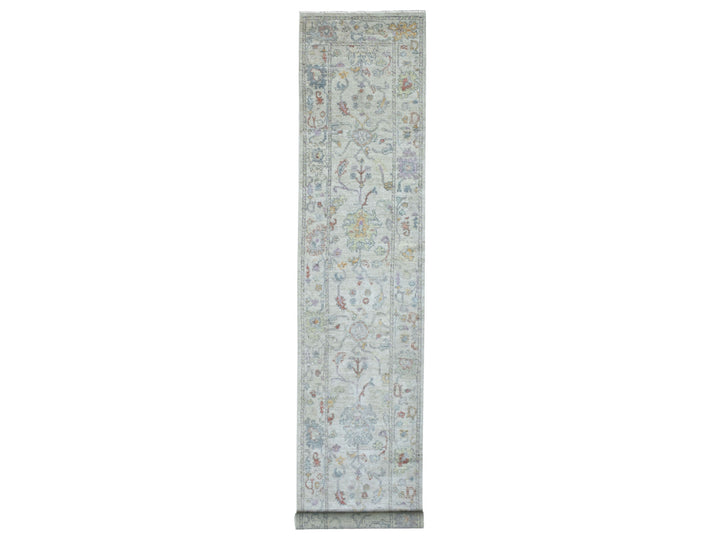 3'0" x 15'10" New Hand Knotted Grey Wool Runner Oriental Rug - MOA10269379