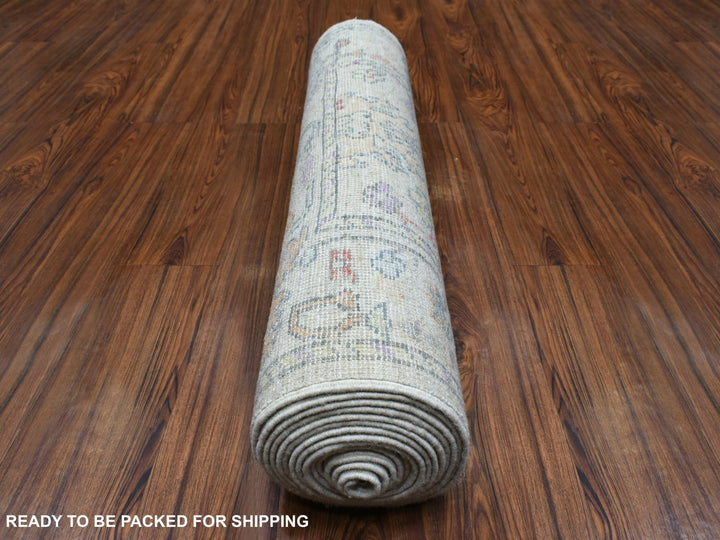 3'0" x 15'10" New Hand Knotted Grey Wool Runner Oriental Rug - MOA10269379