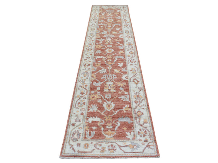 2'8" x 12'0" New Hand Knotted Orange Wool Runner Oriental Rug - MOA10269391