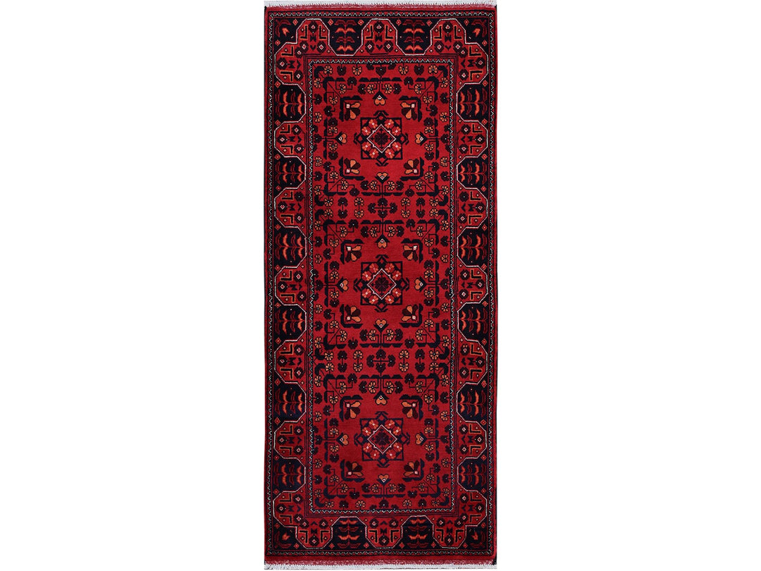 2'3" x 5'4" New Hand Knotted Red Wool Runner Oriental Rug - MOA102693