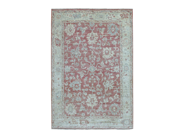6'2" x 9'0" New Hand Knotted Pink Wool Rectangle Oriental Rug - MOA10269412