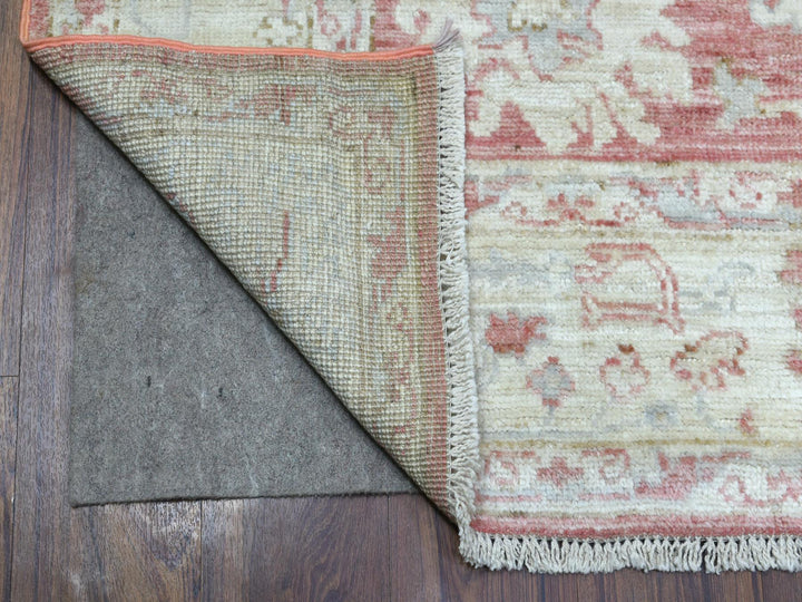 6'2" x 9'0" New Hand Knotted Pink Wool Rectangle Oriental Rug - MOA10269412