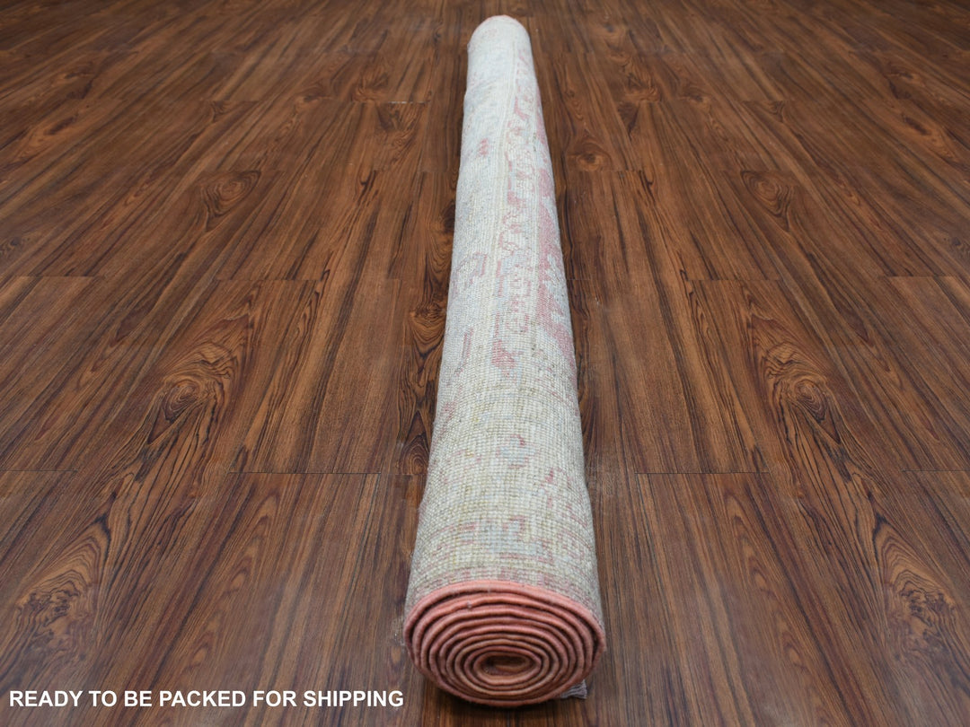 6'2" x 9'0" New Hand Knotted Pink Wool Rectangle Oriental Rug - MOA10269412