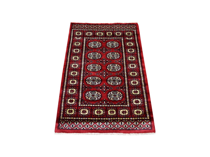 2'6" x 3'10" New Hand Knotted Red Wool Rectangle Oriental Rug - MOA10269441