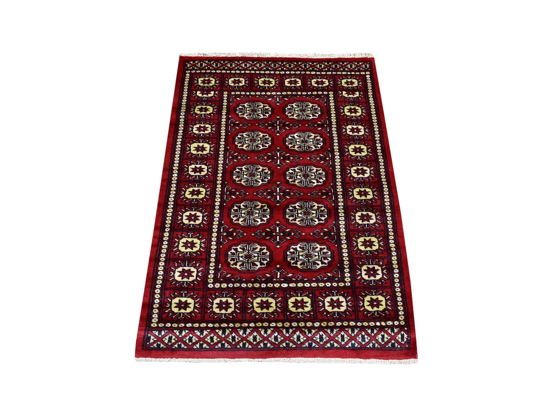 2'6" x 4'2" New Hand Knotted Red Wool Rectangle Oriental Rug - MOA10269443
