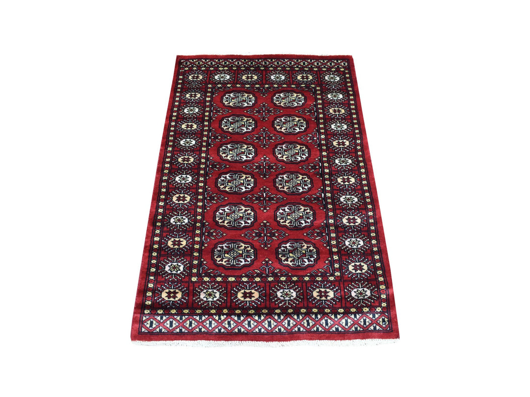 2'6" x 4'3" New Hand Knotted Red Wool Rectangle Oriental Rug - MOA10269447