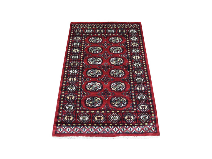2'6" x 4'3" New Hand Knotted Red Wool Rectangle Oriental Rug - MOA10269447