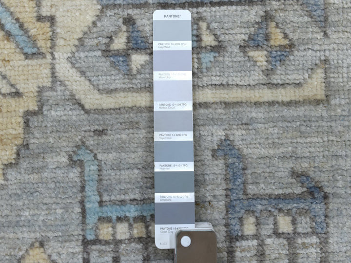 4'1" x 9'9" New Hand Knotted Grey Wool Runner Oriental Rug - MOA10269503