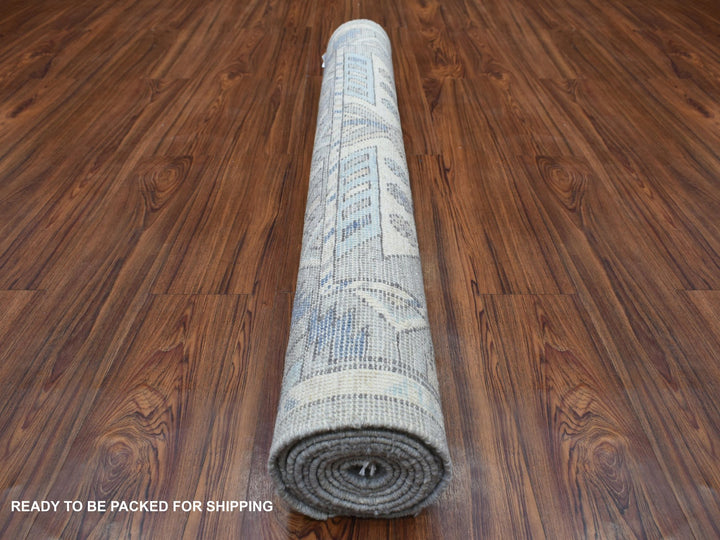 4'1" x 9'9" New Hand Knotted Grey Wool Runner Oriental Rug - MOA10269503