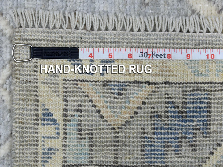 4'1" x 9'9" New Hand Knotted Grey Wool Runner Oriental Rug - MOA10269503