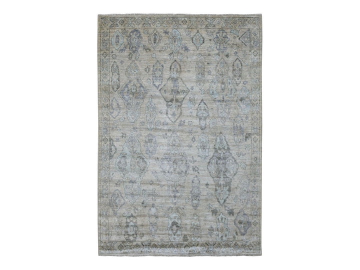 6'3" x 9'0" New Hand Knotted Beige Wool Rectangle Oriental Rug - MOA10269528