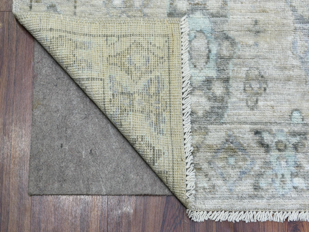 6'3" x 9'0" New Hand Knotted Beige Wool Rectangle Oriental Rug - MOA10269528