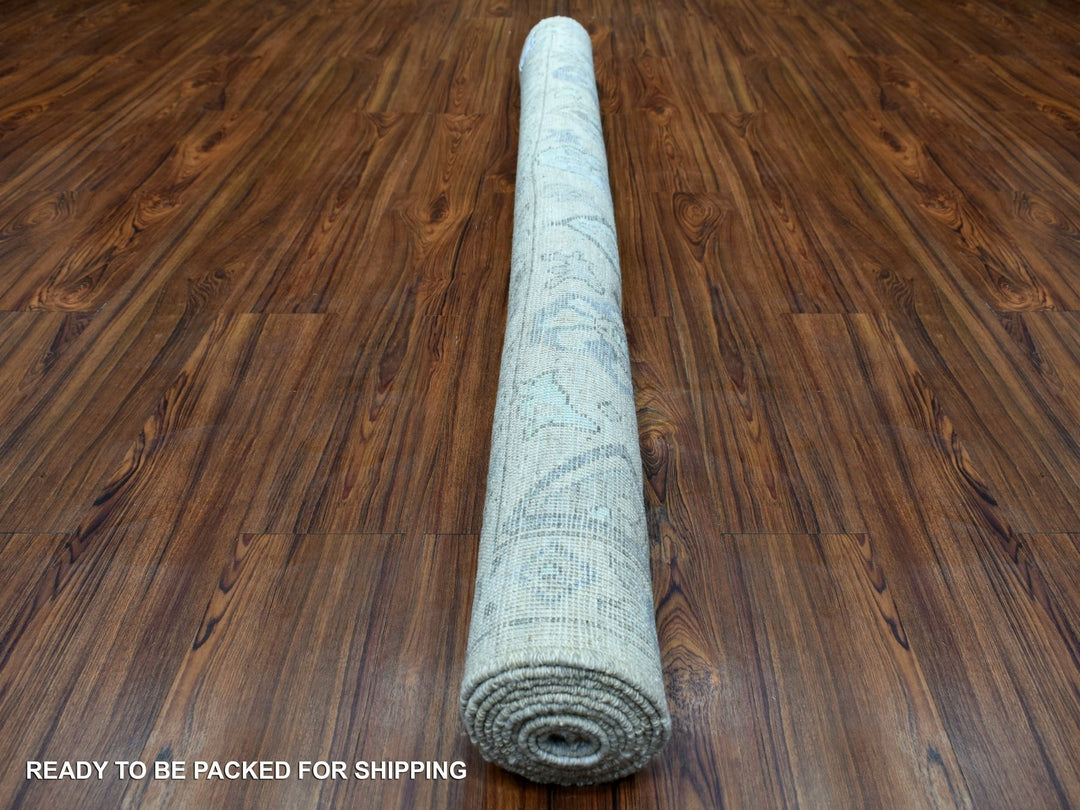6'3" x 9'0" New Hand Knotted Beige Wool Rectangle Oriental Rug - MOA10269528