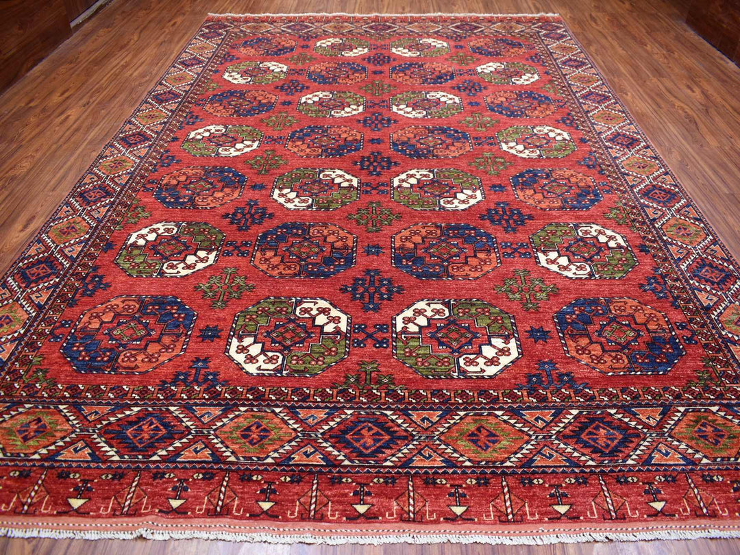 10'0" x 13'9" New Hand Knotted Red Wool Rectangle Oriental Rug - MOA10269531