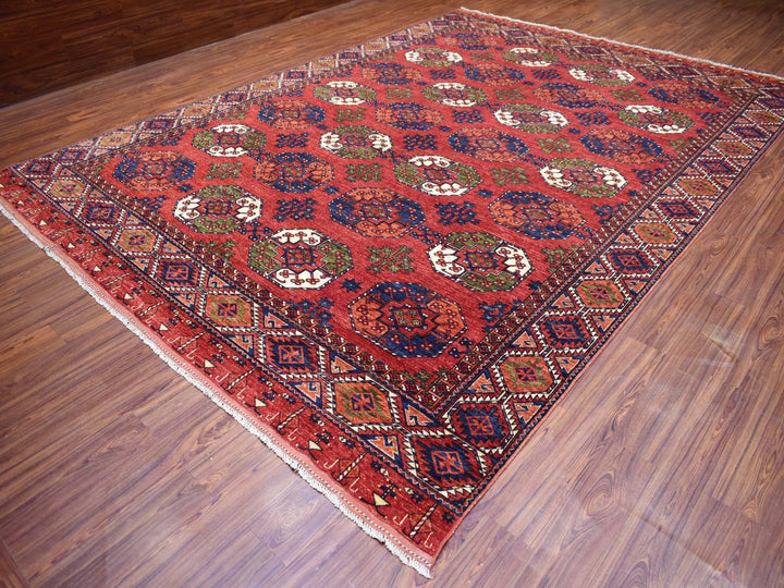 10'0" x 13'9" New Hand Knotted Red Wool Rectangle Oriental Rug - MOA10269531