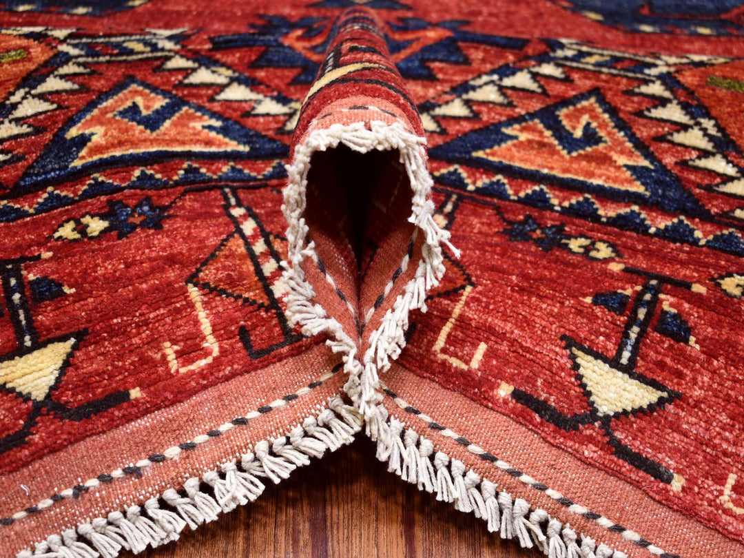 10'0" x 13'9" New Hand Knotted Red Wool Rectangle Oriental Rug - MOA10269531