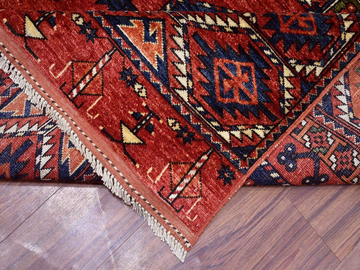 10'0" x 13'9" New Hand Knotted Red Wool Rectangle Oriental Rug - MOA10269531