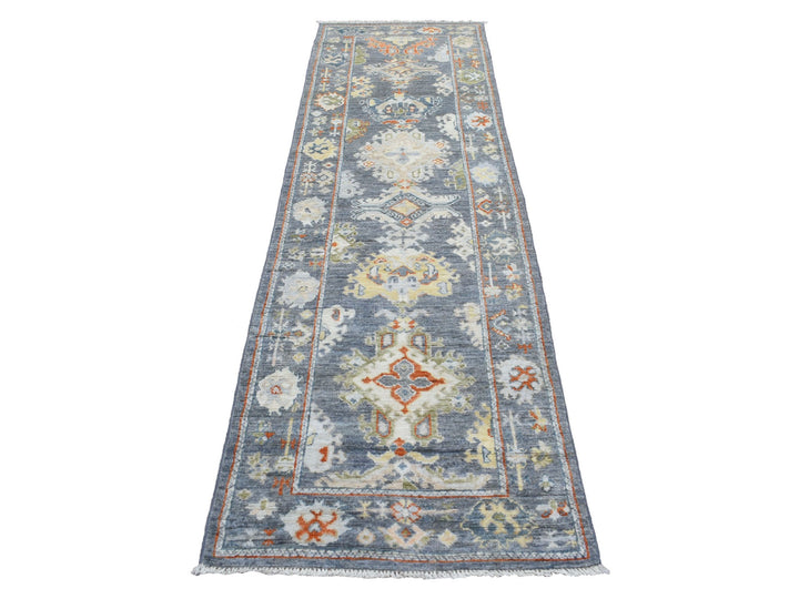 2'9" x 9'9" New Hand Knotted Grey Wool Runner Oriental Rug - MOA10269555