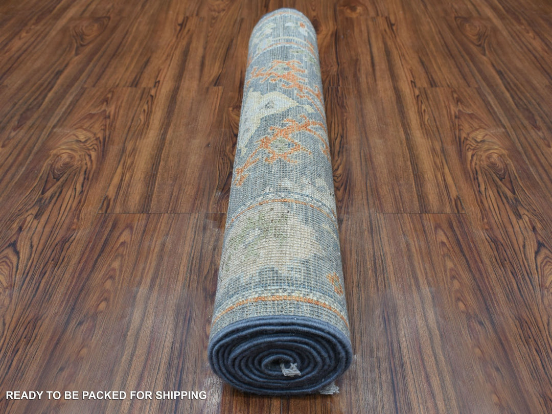 2'9" x 9'9" New Hand Knotted Grey Wool Runner Oriental Rug - MOA10269555