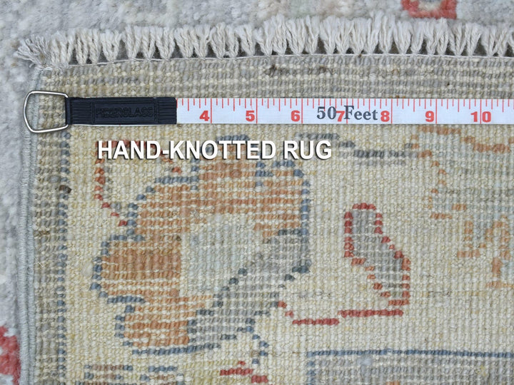 3'1" x 17'6" New Hand Knotted Grey Wool Runner Oriental Rug - MOA10269604