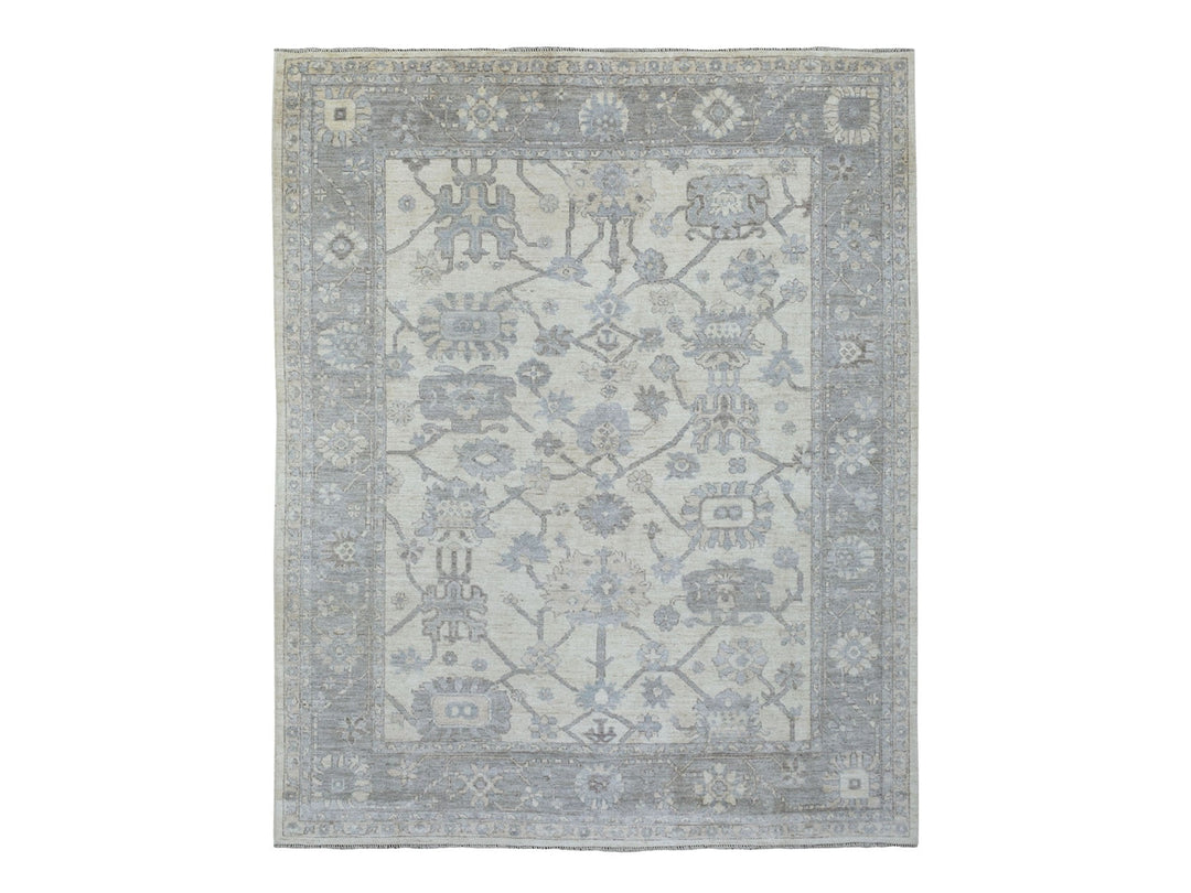 8'0" x 9'10" New Hand Knotted Ivory Wool Rectangle Oriental Rug - MOA10269634
