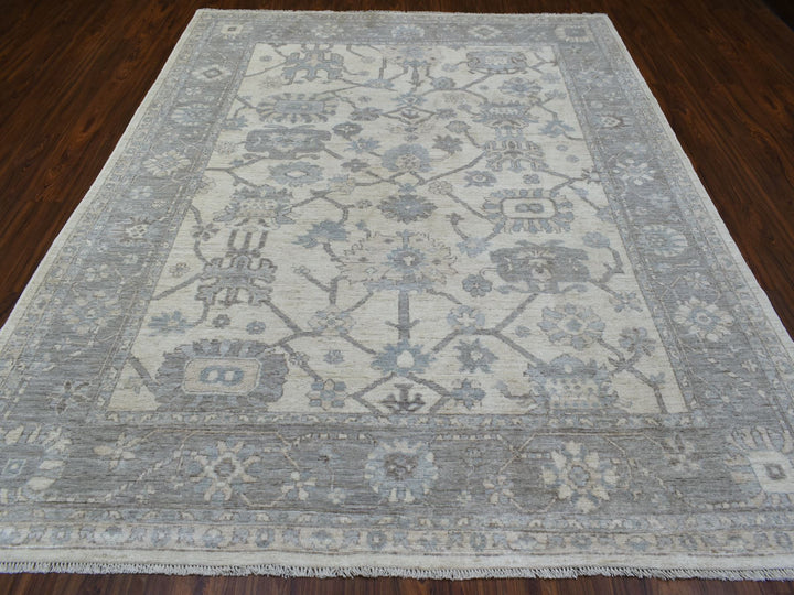 8'0" x 9'10" New Hand Knotted Ivory Wool Rectangle Oriental Rug - MOA10269634