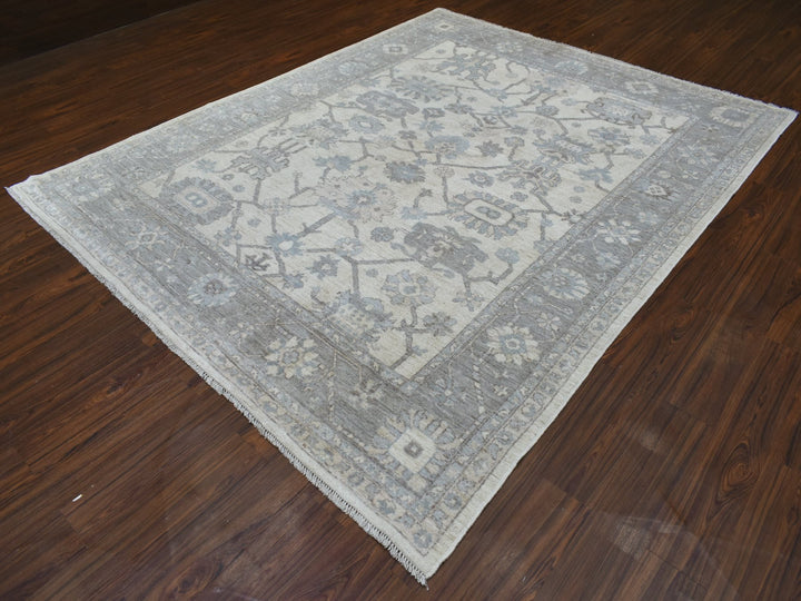 8'0" x 9'10" New Hand Knotted Ivory Wool Rectangle Oriental Rug - MOA10269634