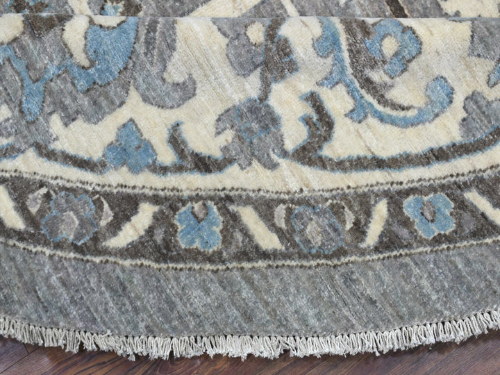 11'7" x 11'8" New Hand Knotted Grey Wool Round Oriental Rug - MOA10269652