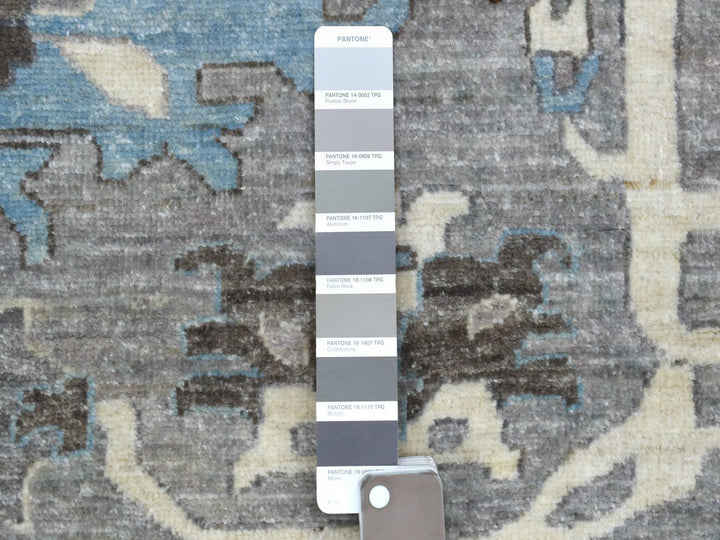 11'7" x 11'8" New Hand Knotted Grey Wool Round Oriental Rug - MOA10269652