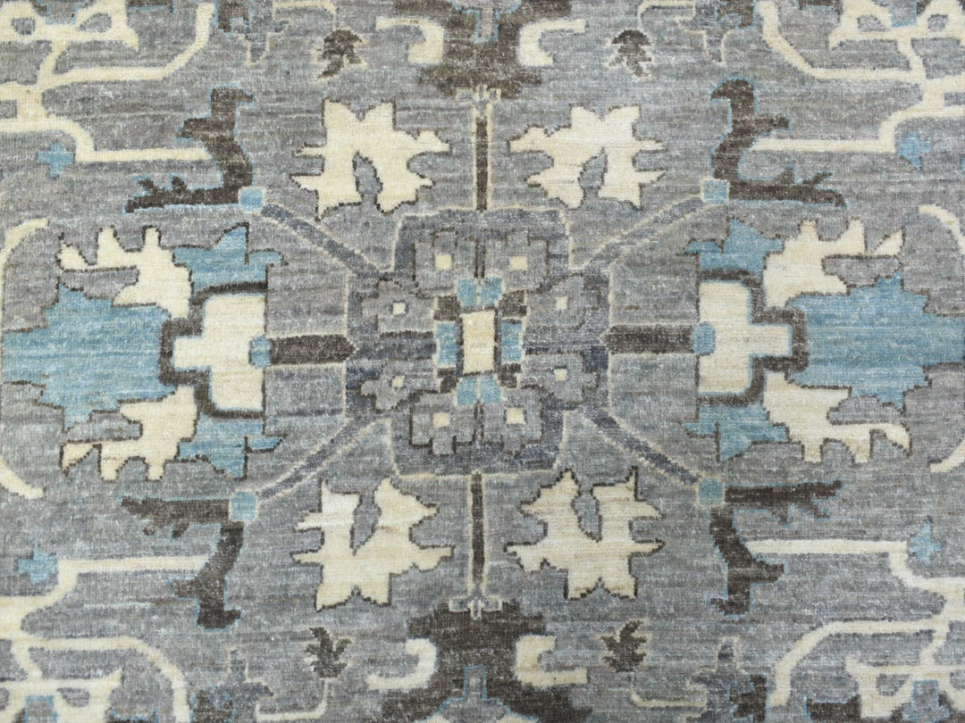 11'7" x 11'8" New Hand Knotted Grey Wool Round Oriental Rug - MOA10269652
