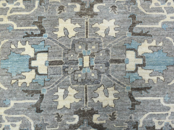 11'7" x 11'8" New Hand Knotted Grey Wool Round Oriental Rug - MOA10269652