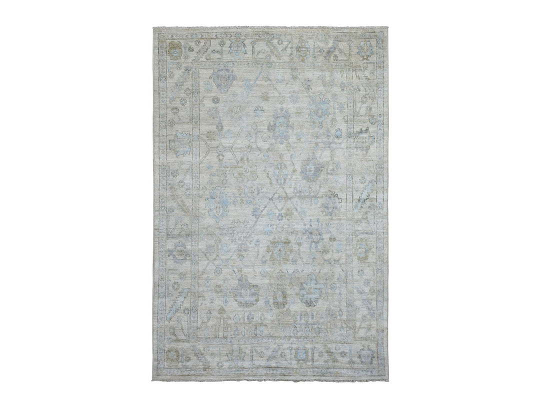 6'0" x 9'1" New Hand Knotted Beige Wool Rectangle Oriental Rug - MOA10269684