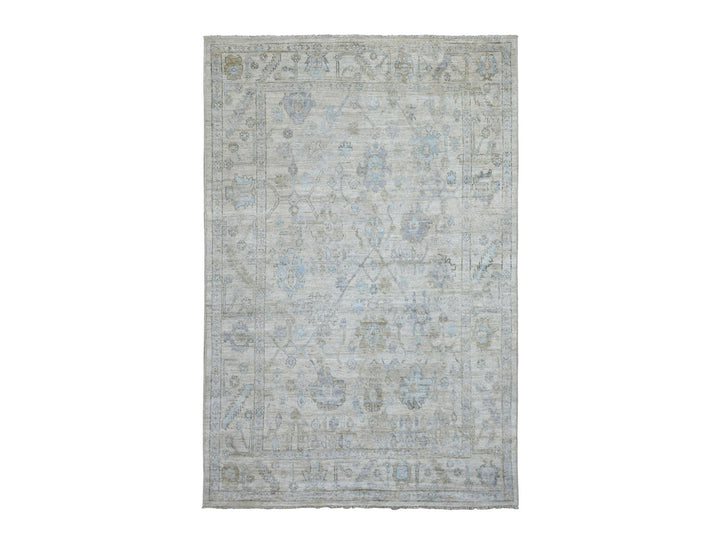 6'0" x 9'1" New Hand Knotted Beige Wool Rectangle Oriental Rug - MOA10269684