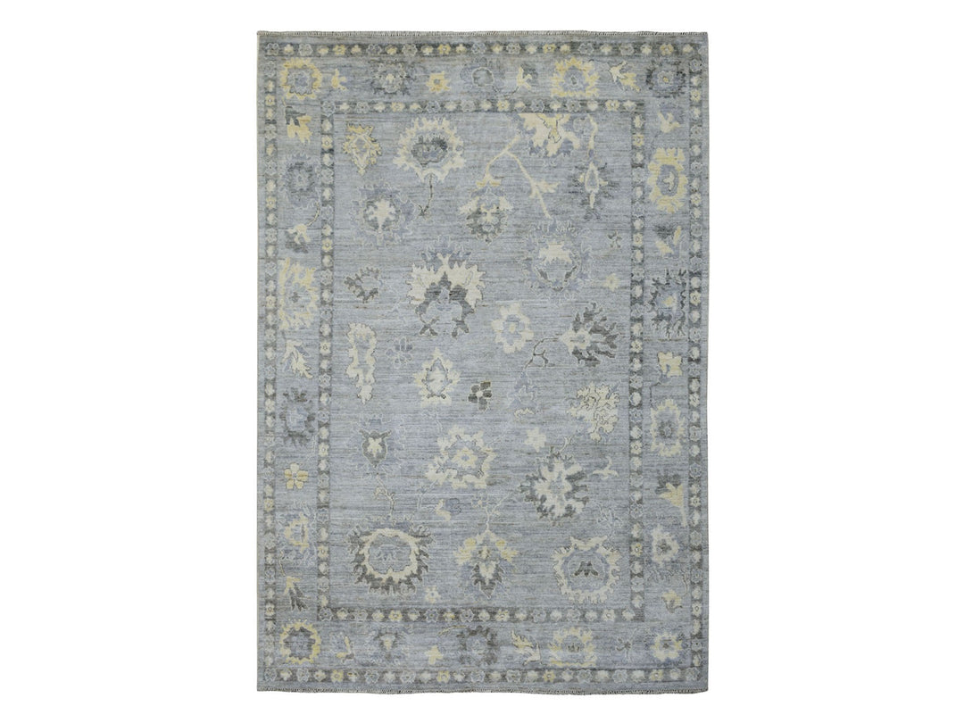 6'1" x 8'10" New Hand Knotted Grey Wool Rectangle Oriental Rug - MOA10269686