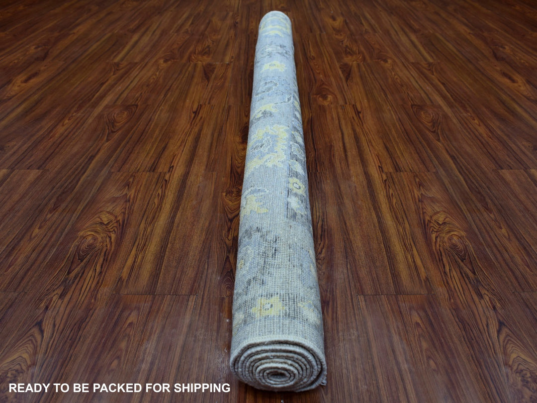 6'1" x 8'10" New Hand Knotted Grey Wool Rectangle Oriental Rug - MOA10269686