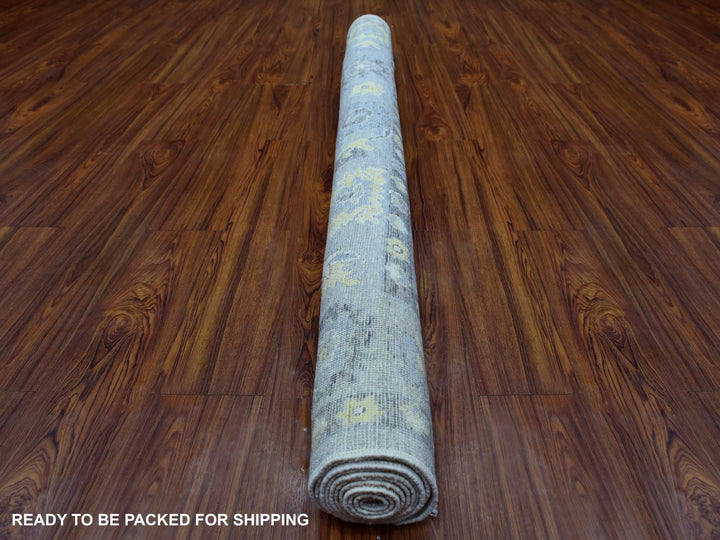 6'1" x 8'10" New Hand Knotted Grey Wool Rectangle Oriental Rug - MOA10269686
