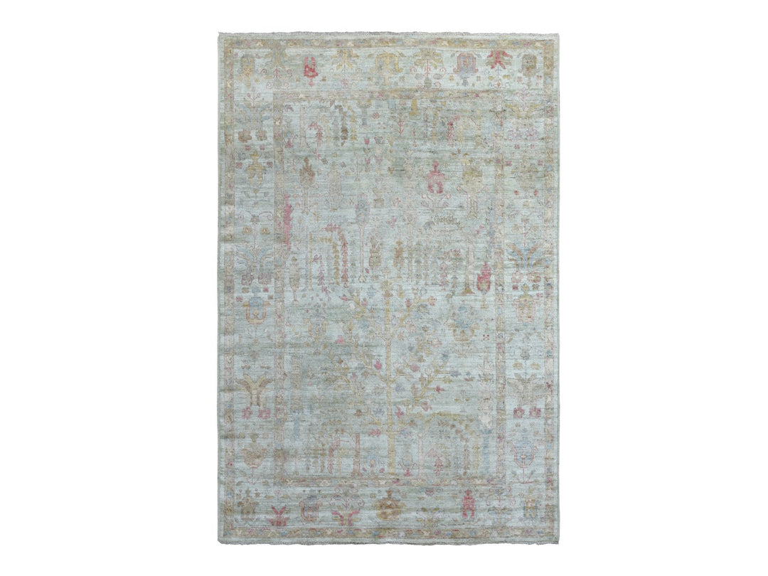 5'10" x 8'9" New Hand Knotted Green Wool Rectangle Oriental Rug - MOA10269698